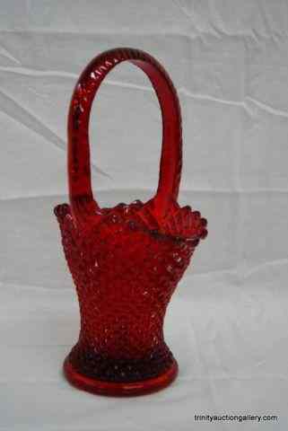 Appraisal: Westmoreland Ruby Red Glass Basket w TagFrom the estate is