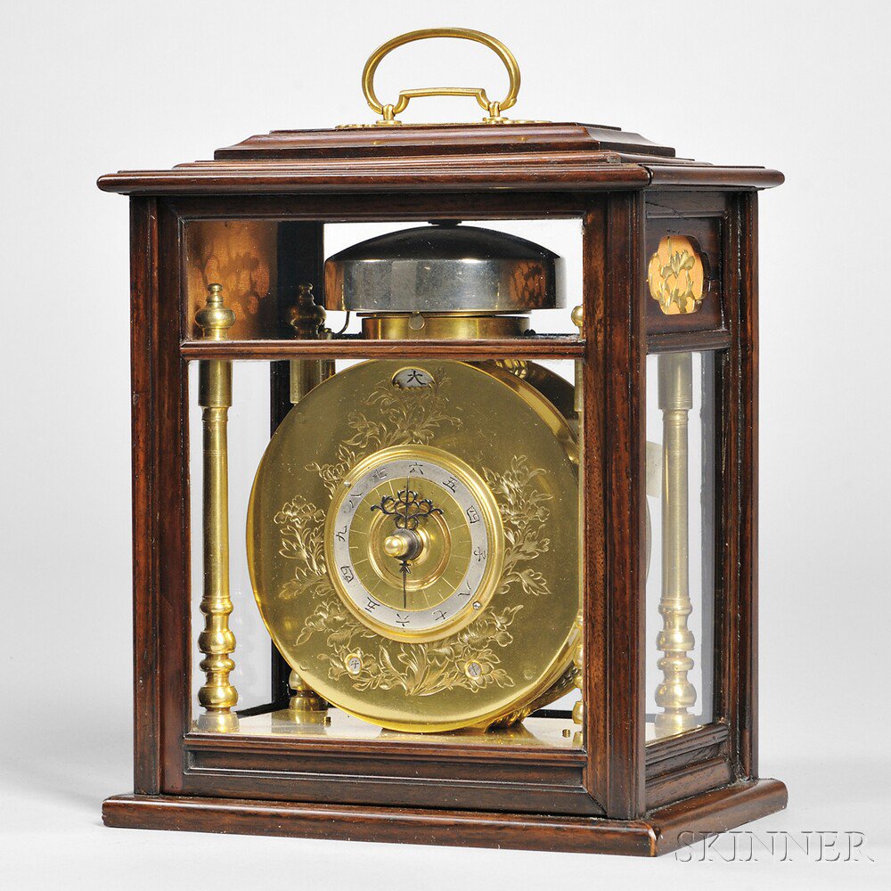 Appraisal: Japanese Makura Dokei or Bracket Clock c with straight sided