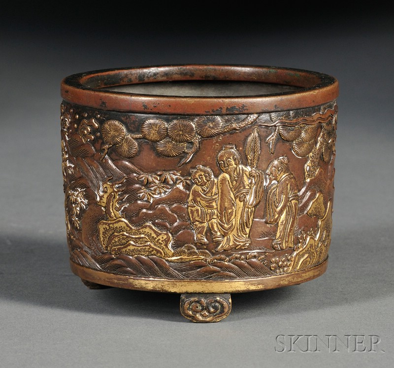 Appraisal: Incense Burner China Ming period th th century parcel gilt-bronze