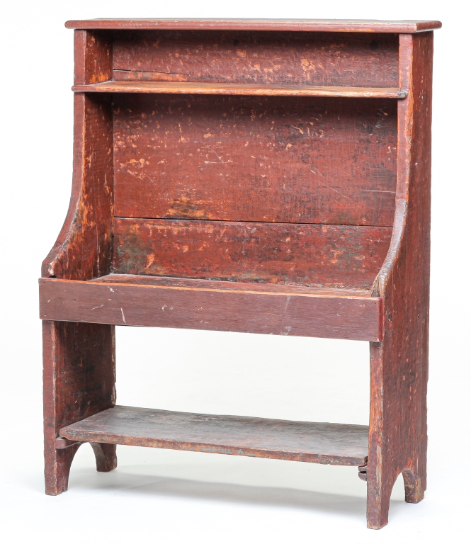 Appraisal: AMERICAN DIMINUATIVE BUCKET BENCH Second quarter th century pine Four