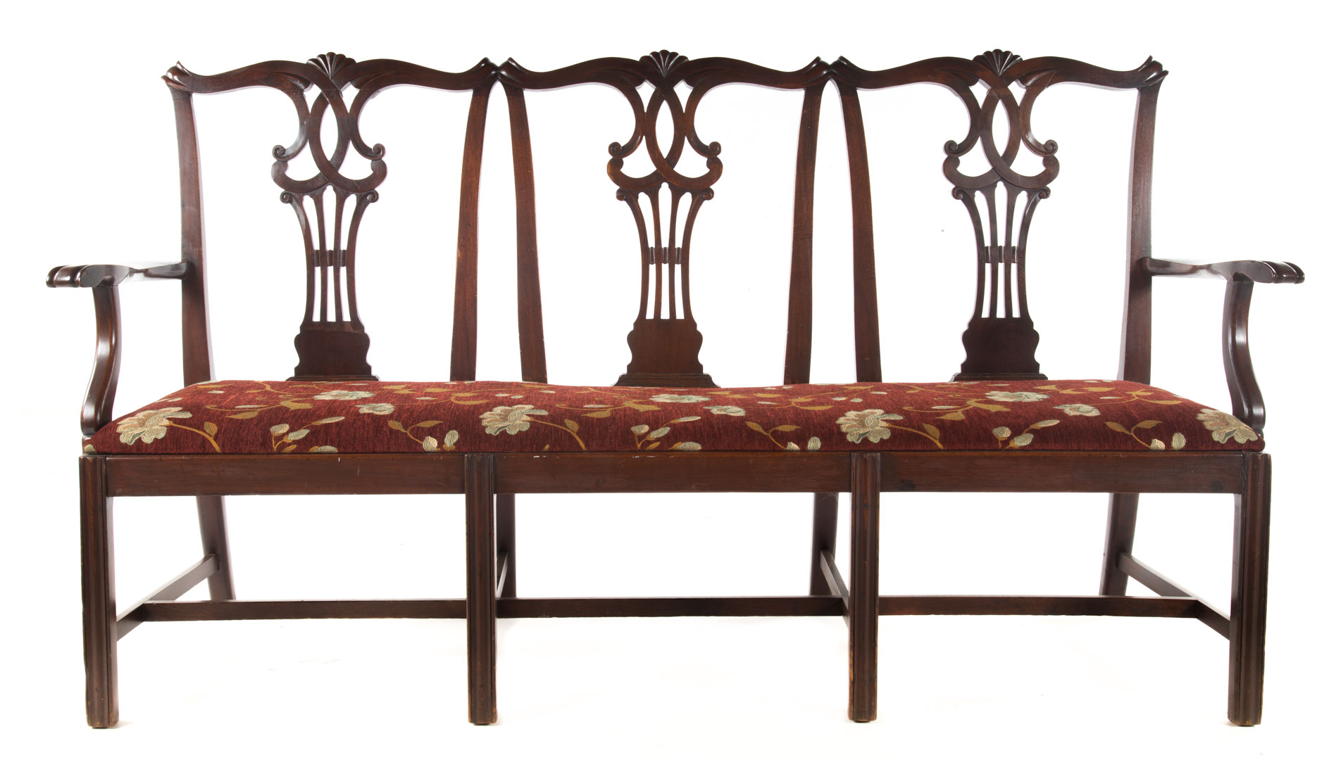 Appraisal: Chippendale mahogany triple chair-back settee late th early th century