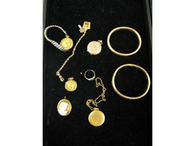 Appraisal: Pcs of Estate Gold Gold-Filled Jewelry ring lockets bangles cameo