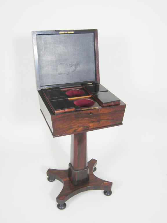 Appraisal: A William IV rosewood Teapoy having hinged cover and containing