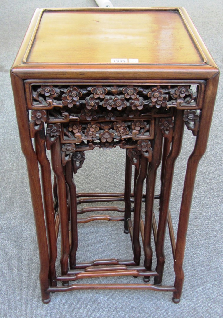 Appraisal: A nest of four late th century Chinese hardwood occasional