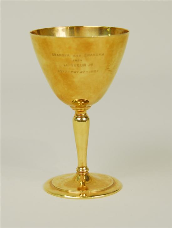 Appraisal: K YELLOW GOLD CHALICE Tiffany Co maker height inches weight