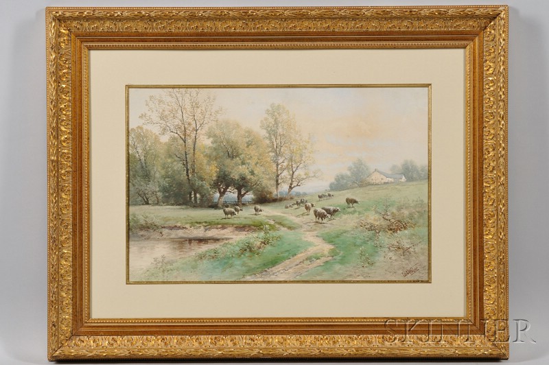 Appraisal: Carl Philipp Weber American - Pastoral Landscape with Sheep Signed