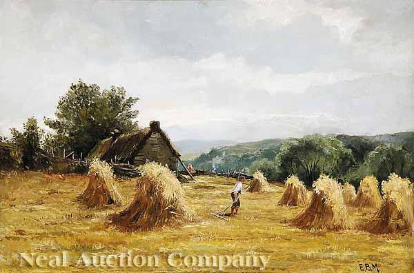 Appraisal: English School late th early th c Harvesting Hay oil