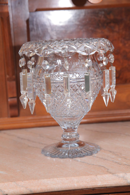 Appraisal: CUT GLASS COMPOTE Nicely cut with a rolled and scalloped