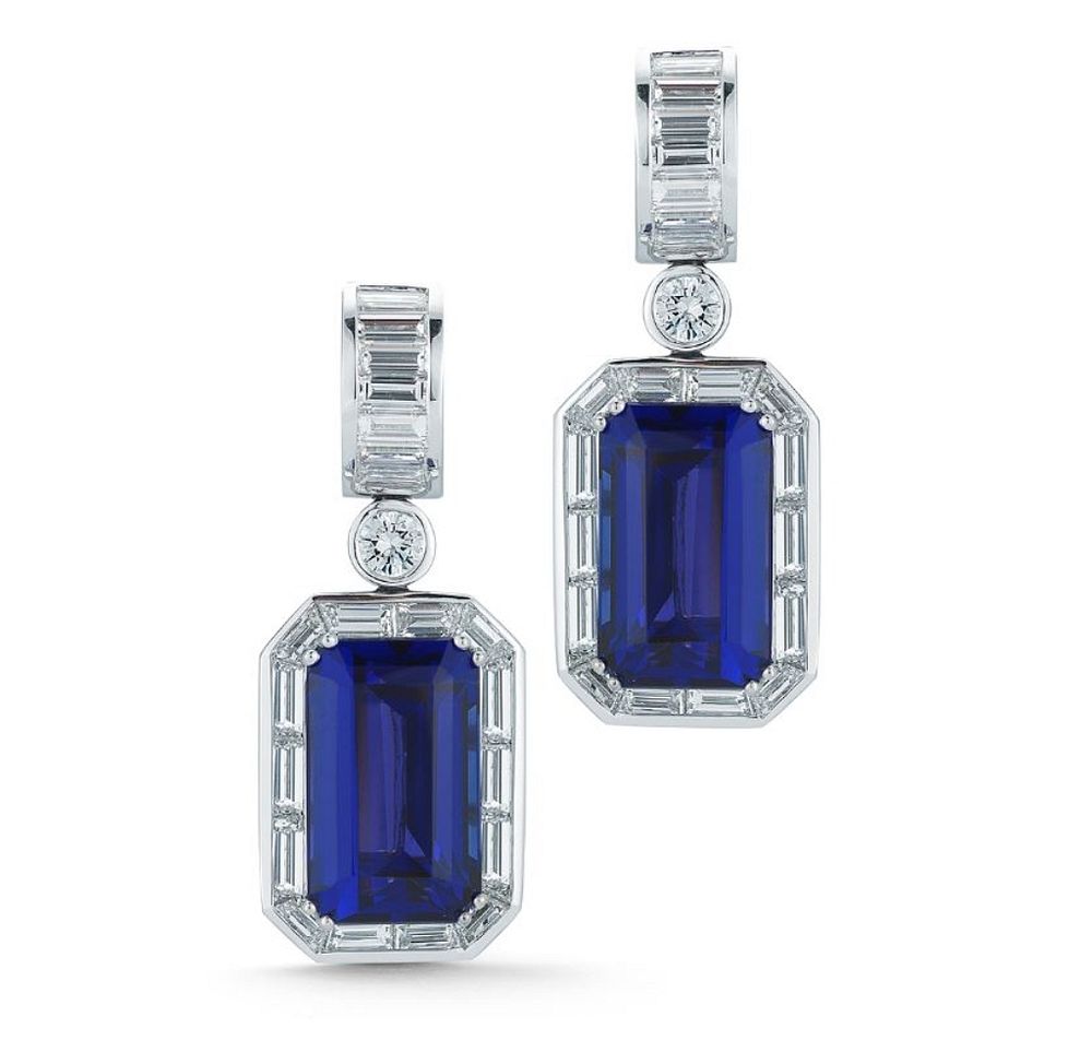 Appraisal: ct Tanzanite And ct Diamond Earrings DECO TANZANITE EARRING ct