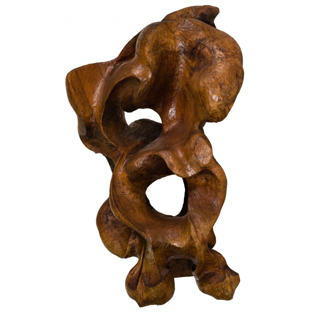 Appraisal: MCM CARVED WOOD ABSTRACT SCULPTUREc signed en verso depicting an