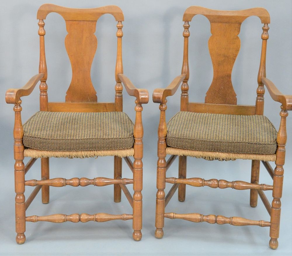 Appraisal: Pair of two Wallace Nutting Queen Anne style maple arm