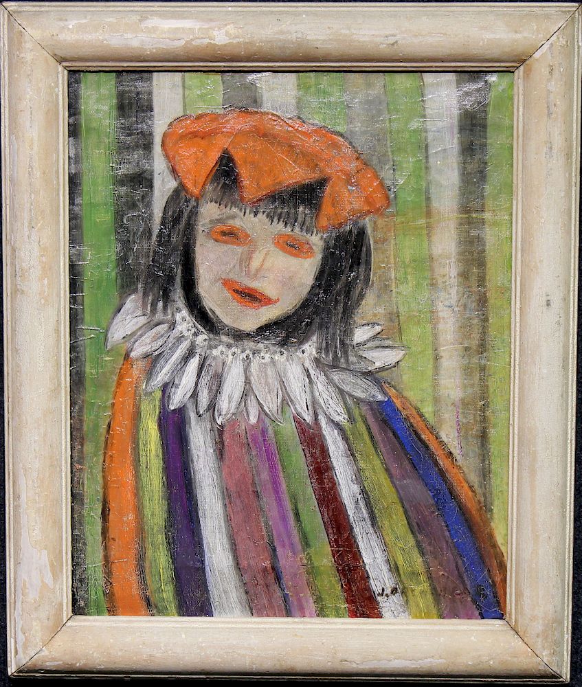 Appraisal: Signed American School Painting of a Harlequin Signed American School