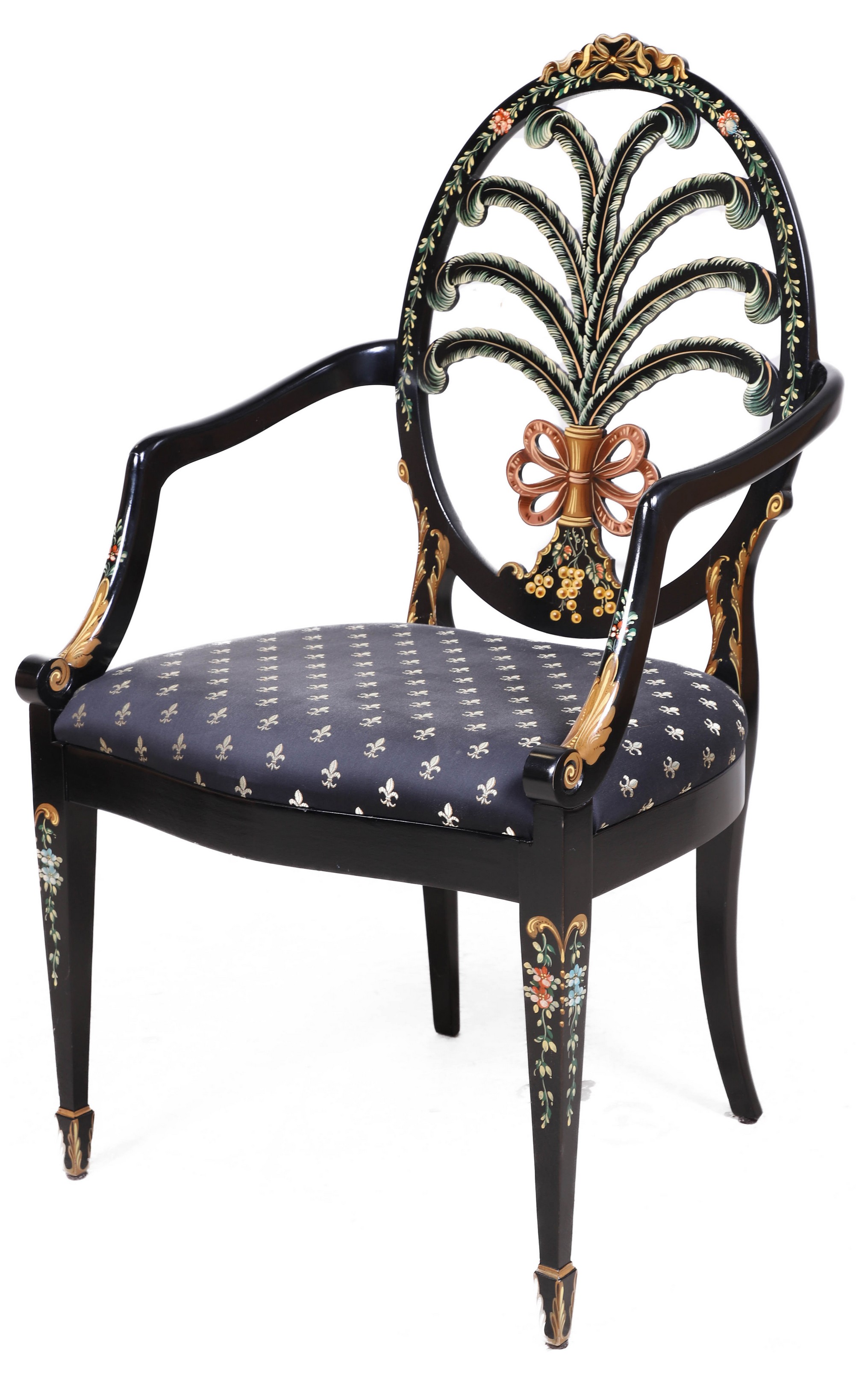 Appraisal: Federal style paint decorated open armchair after Maitland Smith ebonized