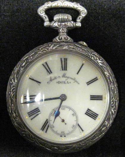 Appraisal: Silver open face pocket watch Doxa th century