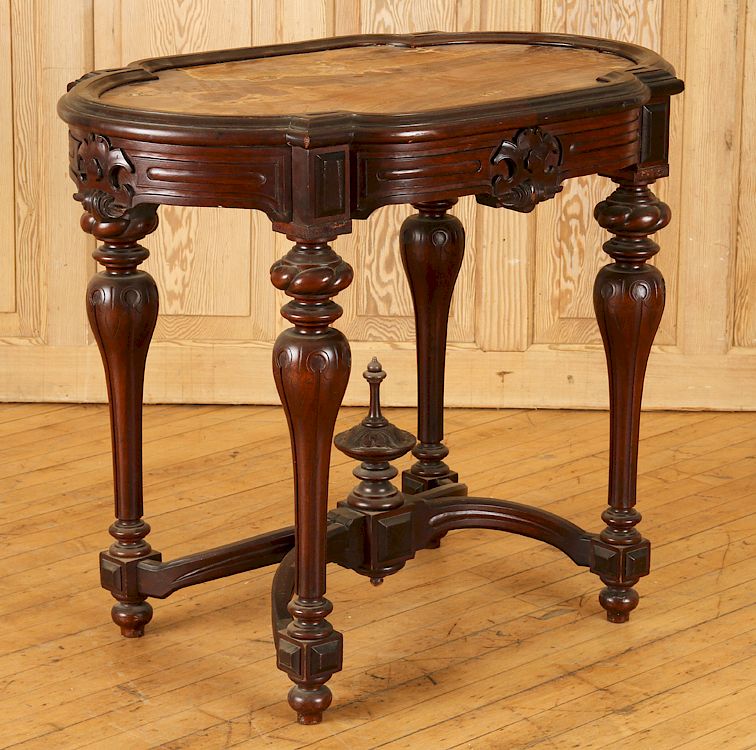 Appraisal: PHILADELPHIA VICTORIAN WALNUT CENTER TABLE C A Philadelphia Victorian walnut