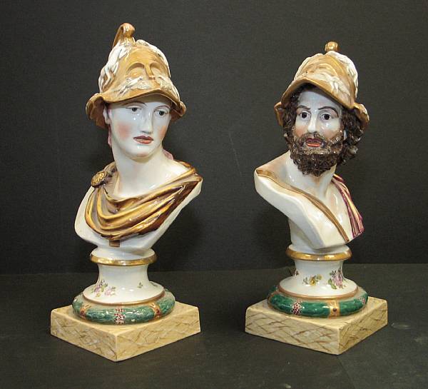 Appraisal: A pair of Capodimonte style porcelain busts of Mars and