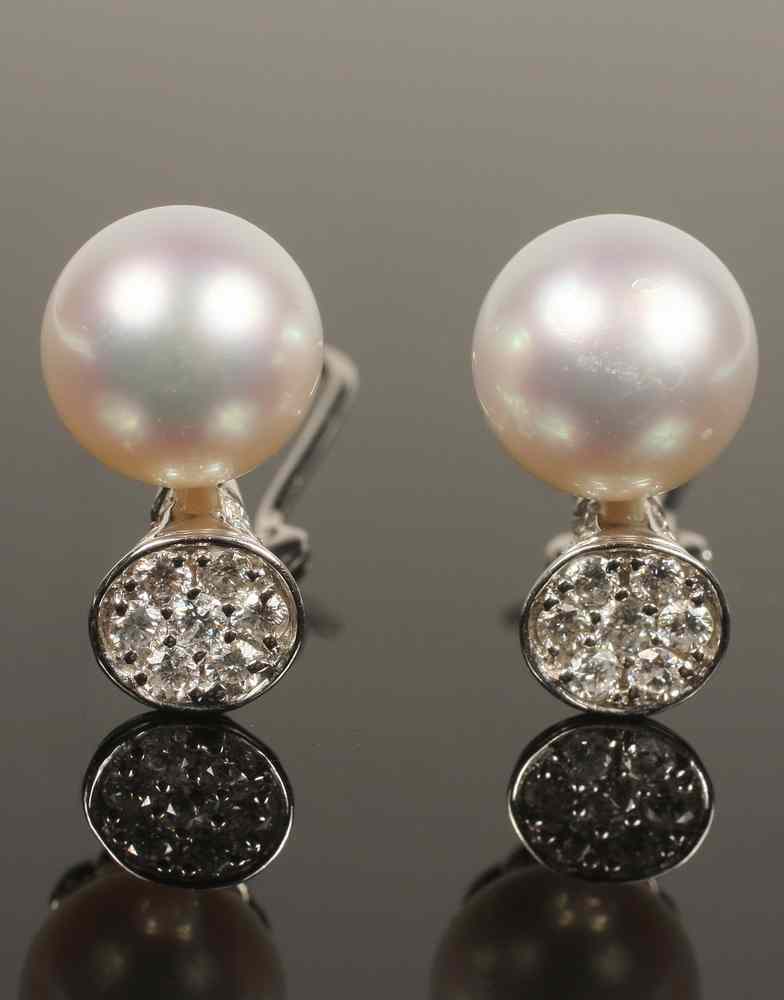 Appraisal: EARRINGS - One Pair of K White Gold Diamond and