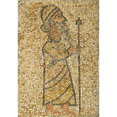 Appraisal: BYZANTINE STYLE MOSAIC PANEL Depicting a man with a staff