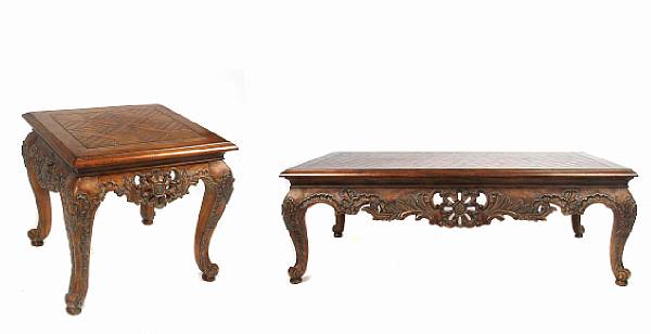 Appraisal: A Louis XV style walnut coffee table together with an