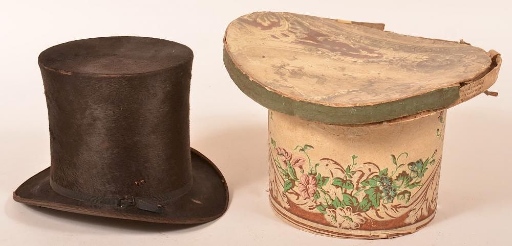 Appraisal: Beaver skin top hat marked Jacob G Miller Lebanon PA