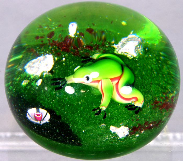 Appraisal: Baccarat crystal sulphide paperweight green treefrog dated d no damage