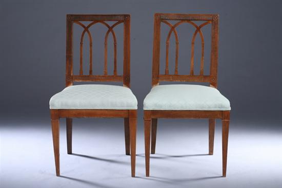 Appraisal: PAIR GEORGIAN STYLE WALNUT SIDE CHAIRS mid th century Gothic-inspired