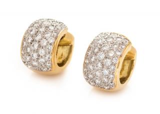 Appraisal: A Pair of Karat Yellow Gold and Diamond Huggie Earclips