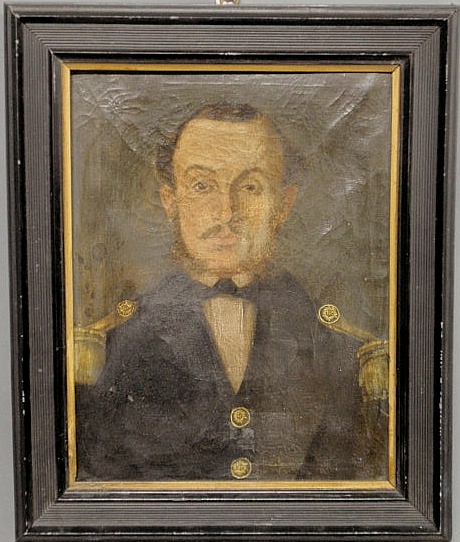 Appraisal: - Oil on canvas Civil War portrait of an officer