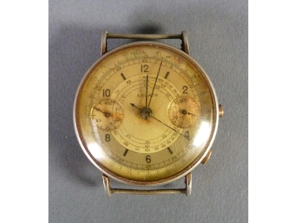 Appraisal: GENT'S ARDATH GOLD PLATED CHRONOGRAPH WRIST WATCH with gold coloured