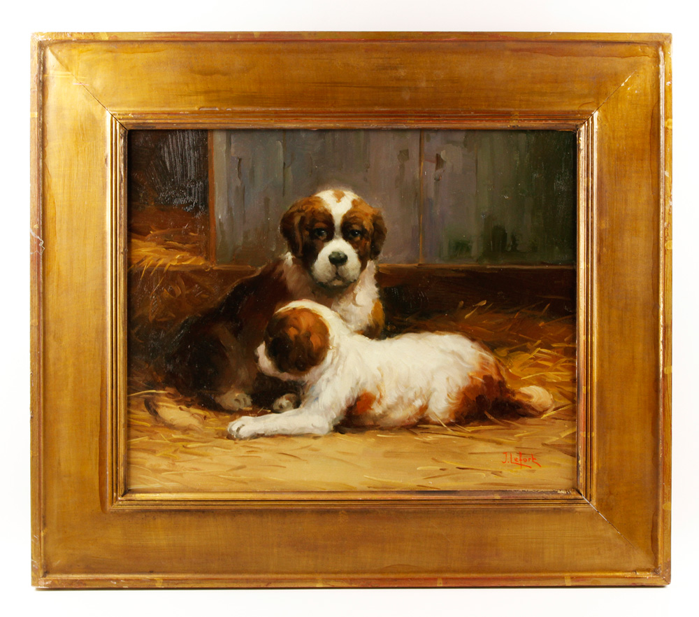 Appraisal: - Lefort Two Puppies O B Jean Lefort French -