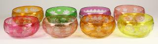 Appraisal: Lot of Bohemian color flashed glass finger bowls each having