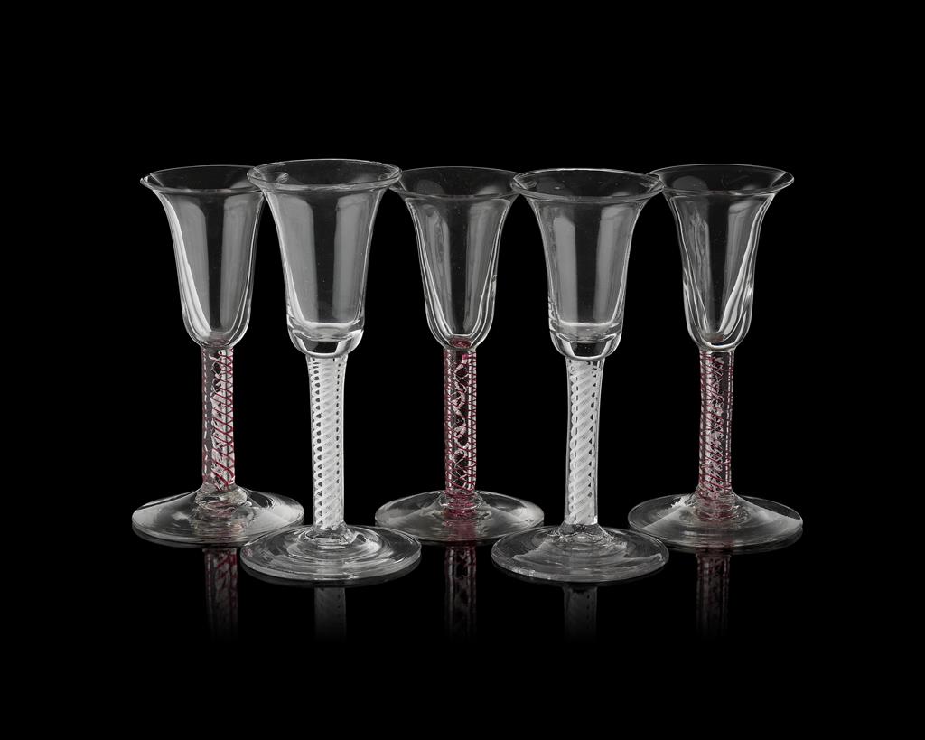 Appraisal: GROUP OF ENGLISH DOUBLE TWIST STEM WINE GLASSES TH TH