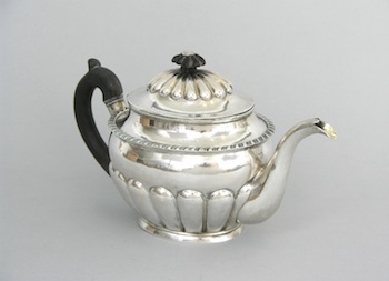 Appraisal: A Russian Silver Teapot Moscow ca The ovoid body gadrooned