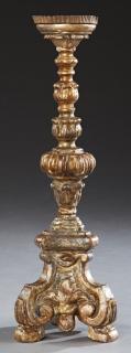 Appraisal: Italian Carved Giltwood Pricket Candlestick th c with a metal