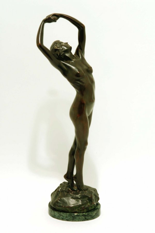 Appraisal: Beatrice Fenton American - Bronze sculpture Female nude Signed at