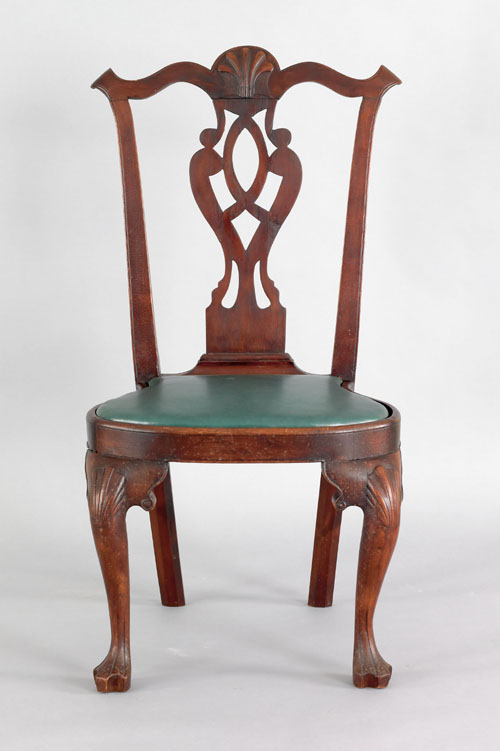 Appraisal: Delaware Valley transitional walnut dining chair ca the shell carved