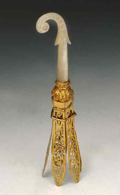 Appraisal: A FRENCH MOTHER OF PEARL AND GILT METAL POSY HOLDER