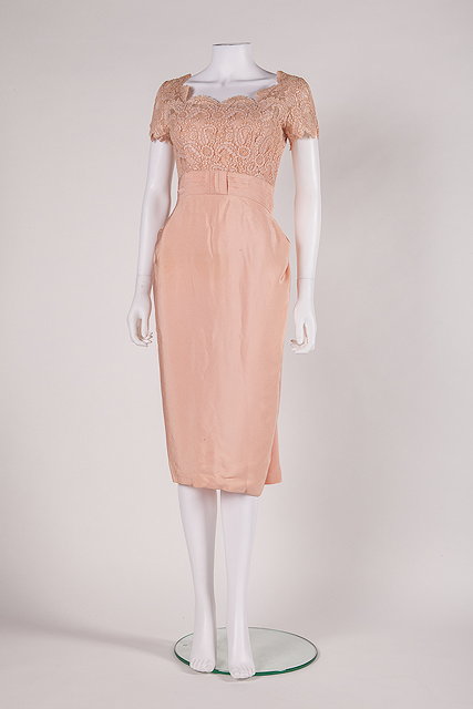 Appraisal: An Emma Domb pale pink lace and silk evening dress