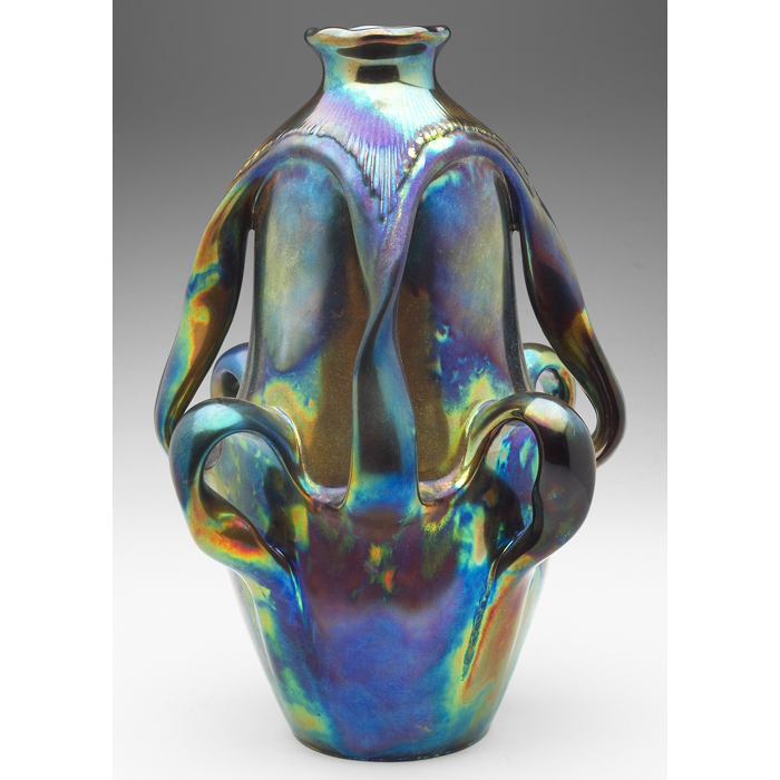 Appraisal: Exceptional Zsolnay vase designed by S nbsp ndor Ap nbsp