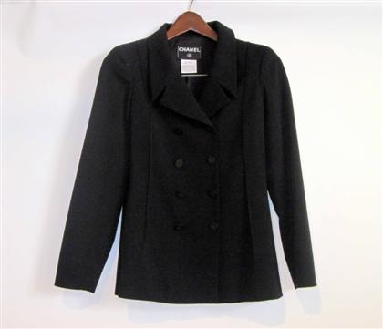 Appraisal: Classic lady's black wool blazer ChanelDouble breasted fitted blazer front