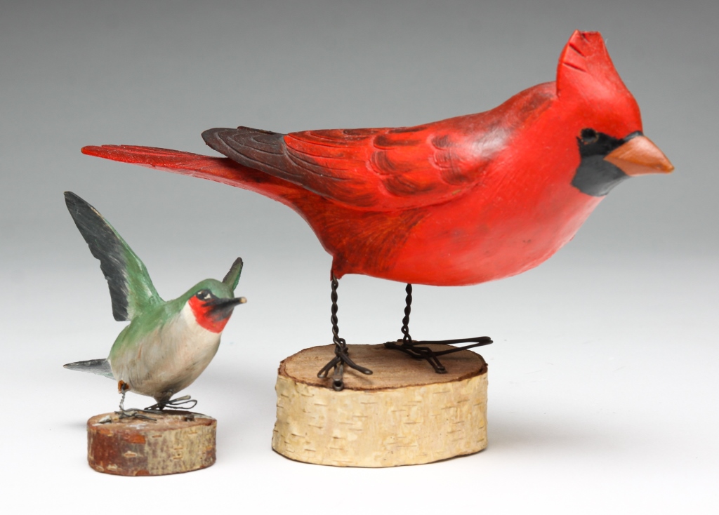 Appraisal: CARDINAL AND HUMMINGBIRD BY HAZELL TYRRELL Canton New York -