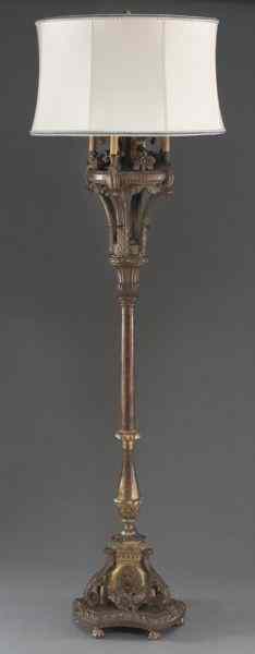 Appraisal: Carved gilt -light torchiere with crown shapedtop on a turned