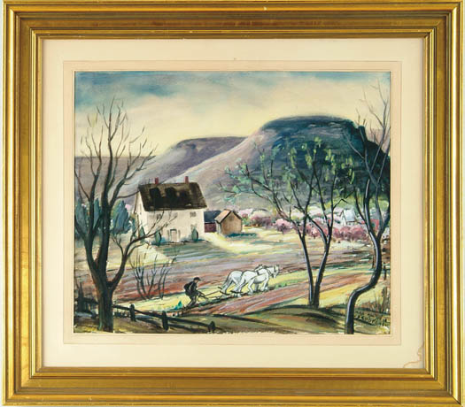 Appraisal: MAE ALLYN SCHUPBACH American - SPRING Large watercolor scene shows