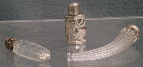 Appraisal: silver mounted perfume bottles France Mexico unmarked longest Estimate -