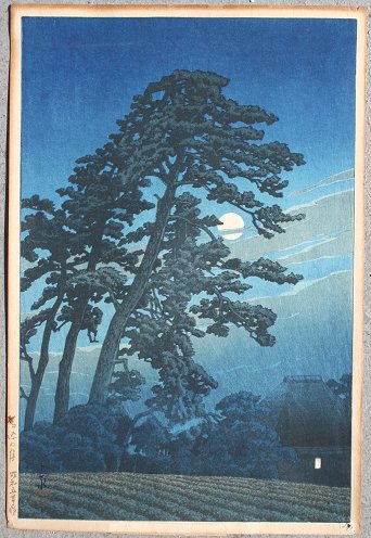 Appraisal: HASUI Kawase Japanese - Nocturnal Moonlit Scene Woodblock '' x