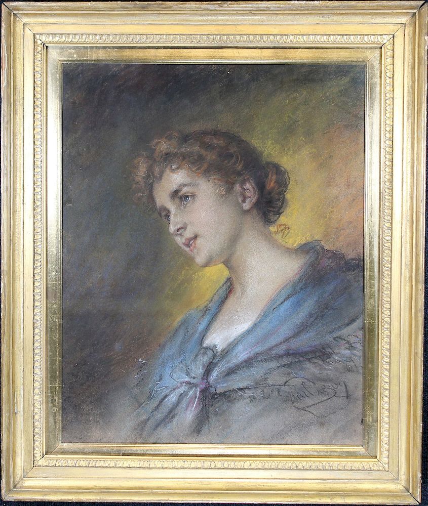 Appraisal: European School Signed Portrait of a Young Woman European School