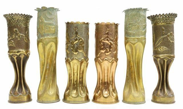 Appraisal: lot of French WWI-era trench art vases fashioned from artillery