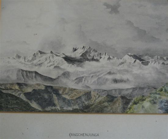 Appraisal: Pair of watercolours entitled 'Kangchenjunga' monogramed CAM Morning and evening