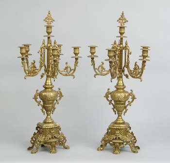 Appraisal: A Pair of Brass Candelabra th Century Made in Italy