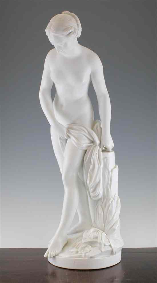 Appraisal: A large Continental parian figure of a semi-nude bather late